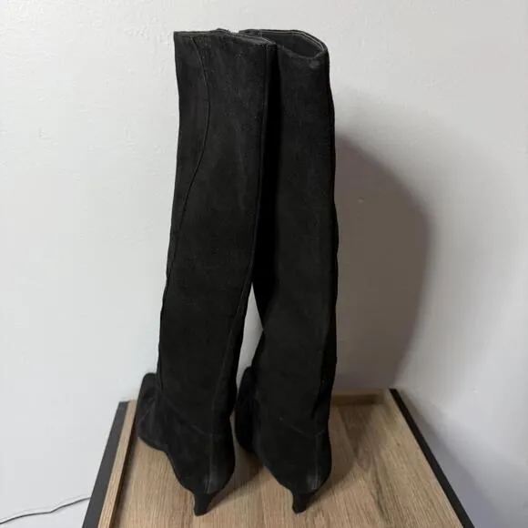 J. Crew Stevie knee-high pull-on boots in suede Black 9.5