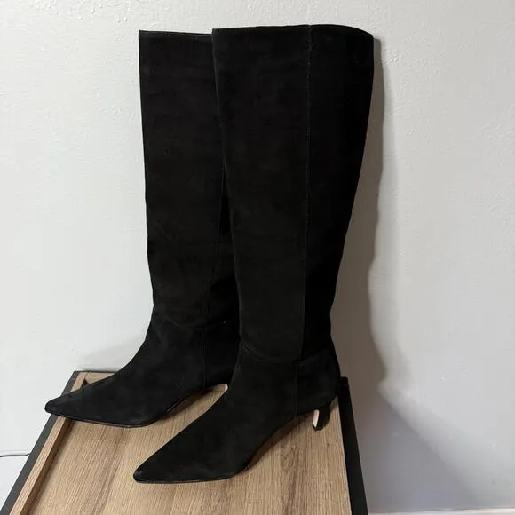 J. Crew Stevie knee-high pull-on boots in suede Black 9.5