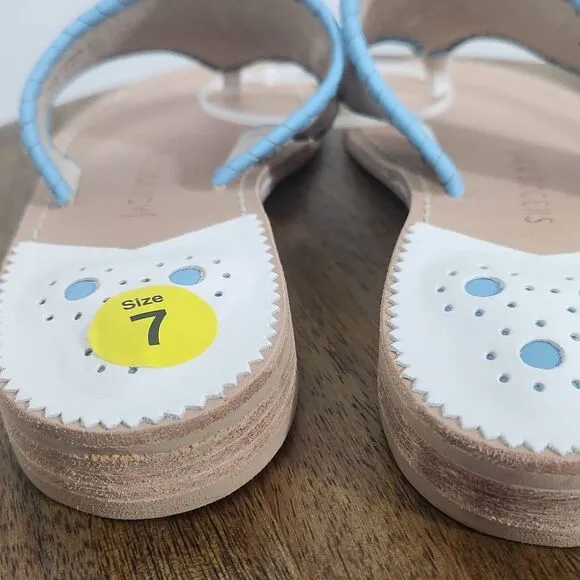 Jack Rogers Baby’s Breath Embroidered Leather Flip Flops Size 7 Preppy Sandal