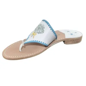 Jack Rogers Baby’s Breath Embroidered Leather Flip Flops Size 7 Preppy Sandal