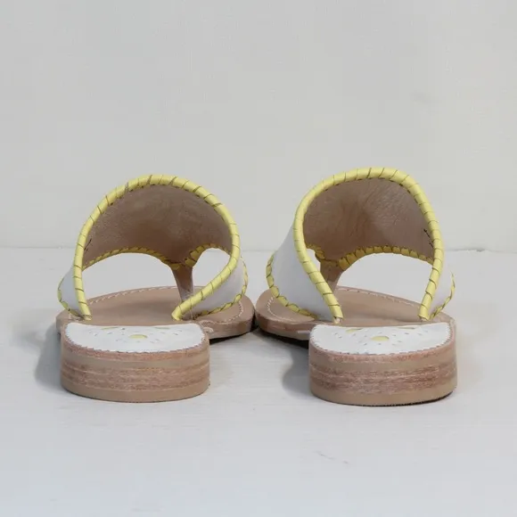 Jack Rogers Embroidered White Rainbow &amp; Clouds White Thong Sandals NWT