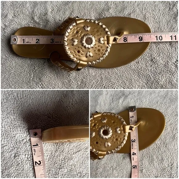 Jack Rogers Georgica Jelly Slip-On Whipstitch Gold Thong Flip Flop Sandals Sz 6