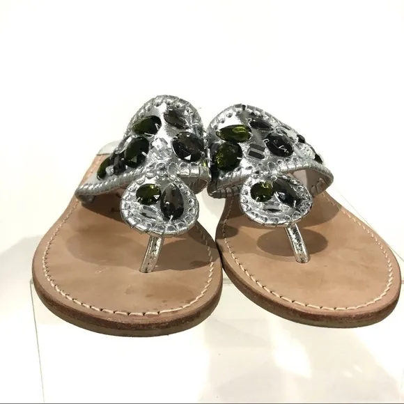 Jack Rogers Jeweled Gemstone Navajo Flat  Flip Flop Thong Sandals - Sz 10 HTF