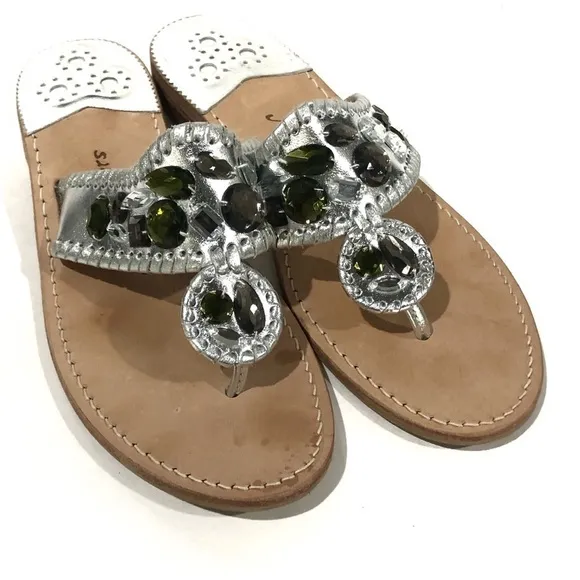 Jack Rogers Jeweled Gemstone Navajo Flat  Flip Flop Thong Sandals - Sz 10 HTF