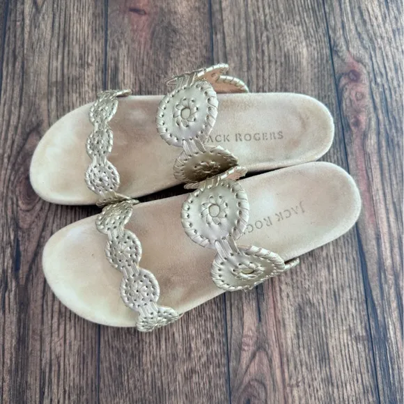 Jack Rogers Lauren Comfort Sandals SZ 8 Platinum