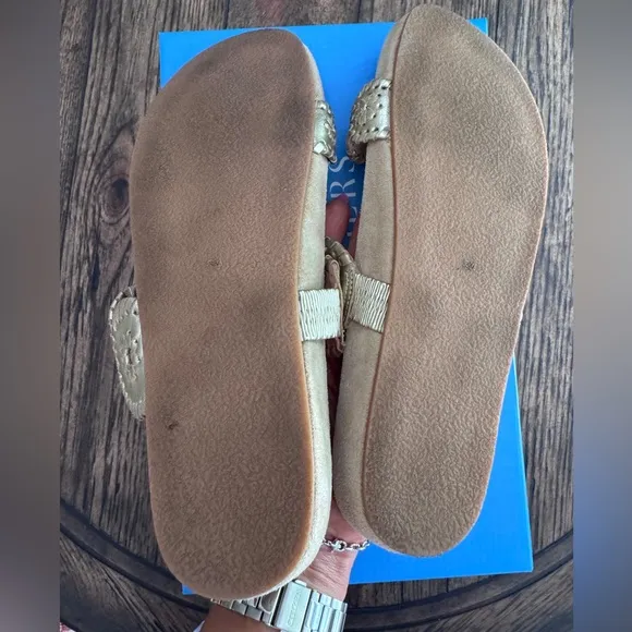 Jack Rogers Lauren Comfort Sandals SZ 8 Platinum