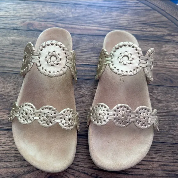 Jack Rogers Lauren Comfort Sandals SZ 8 Platinum