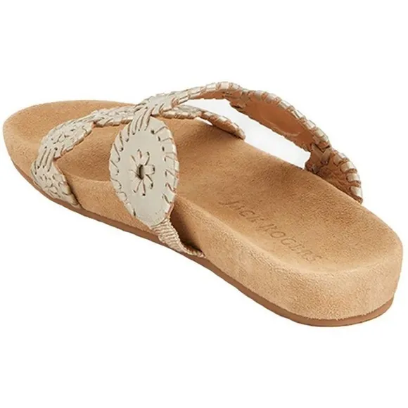 Jack Rogers Lauren Comfort Sandals SZ 8 Platinum