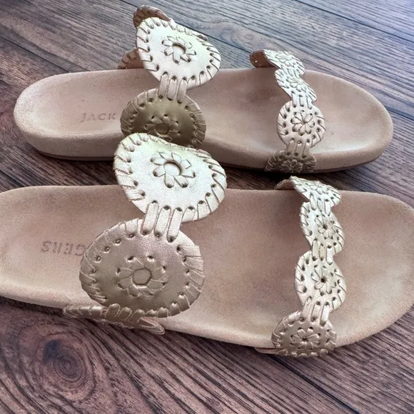 Jack Rogers Lauren Comfort Sandals SZ 8 Platinum