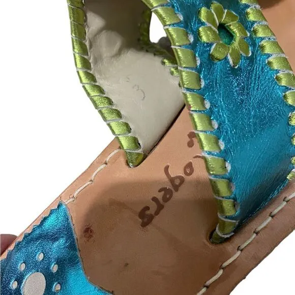 Jack Rogers Metallic Turquoise Flip Flop Sandals
