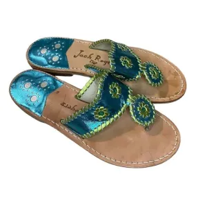 Jack Rogers Metallic Turquoise Flip Flop Sandals