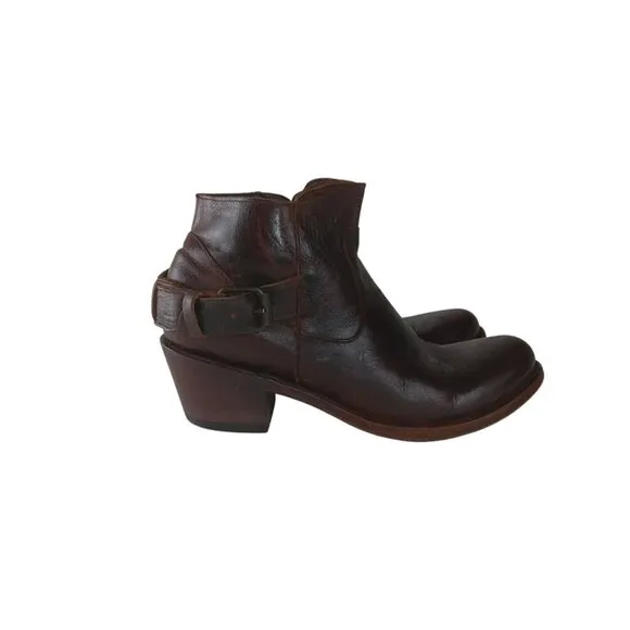 JB Dillon Women’s Western Brown Leather Short Ankle Boots Buckle Zip Size 8B
