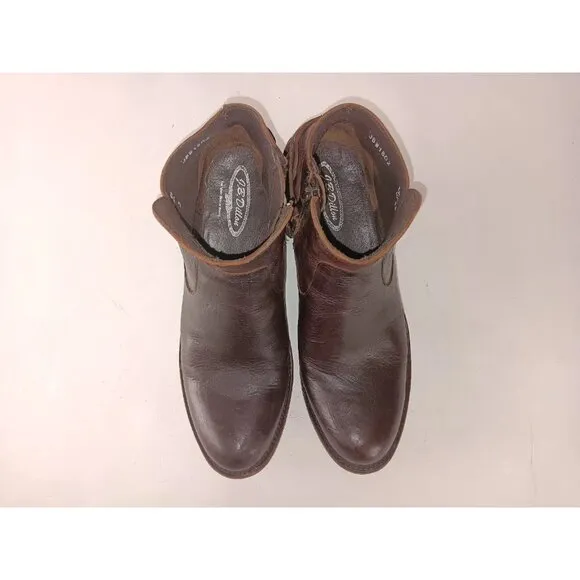 JB Dillon Women’s Western Brown Leather Short Ankle Boots Buckle Zip Size 8B