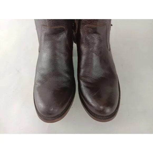 JB Dillon Women’s Western Brown Leather Short Ankle Boots Buckle Zip Size 8B