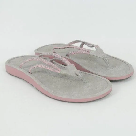 JBU Sport Key West Women's Size 9 Gray &amp; Pink Vegan Leather Flip Flop Sandals