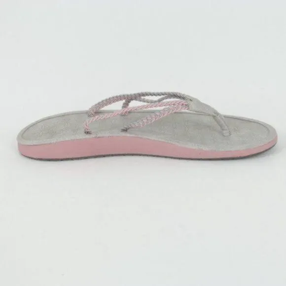 JBU Sport Key West Women's Size 9 Gray &amp; Pink Vegan Leather Flip Flop Sandals