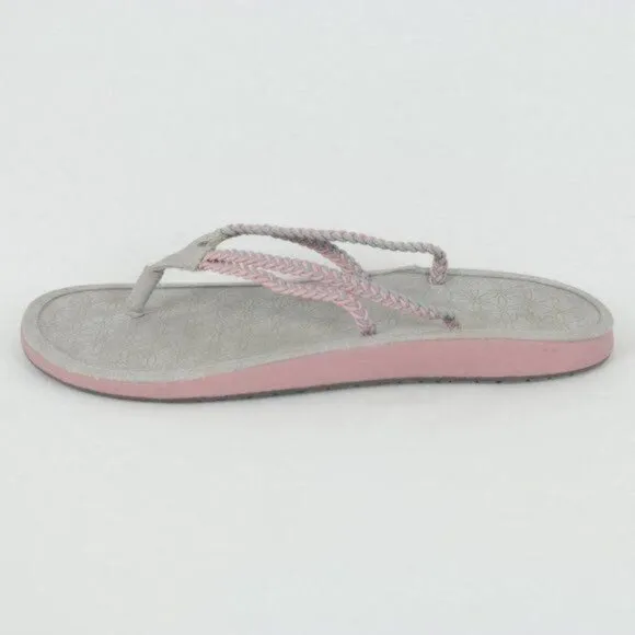 JBU Sport Key West Women's Size 9 Gray &amp; Pink Vegan Leather Flip Flop Sandals
