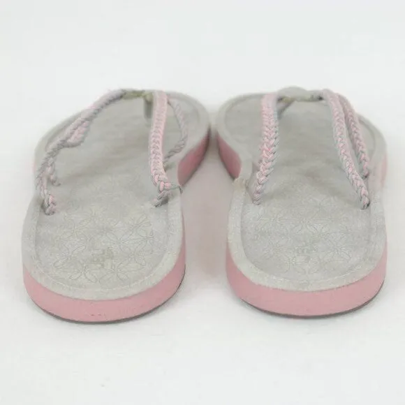 JBU Sport Key West Women's Size 9 Gray &amp; Pink Vegan Leather Flip Flop Sandals