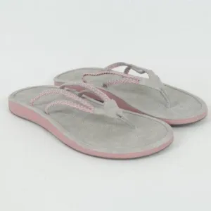 JBU Sport Key West Women's Size 9 Gray &amp; Pink Vegan Leather Flip Flop Sandals