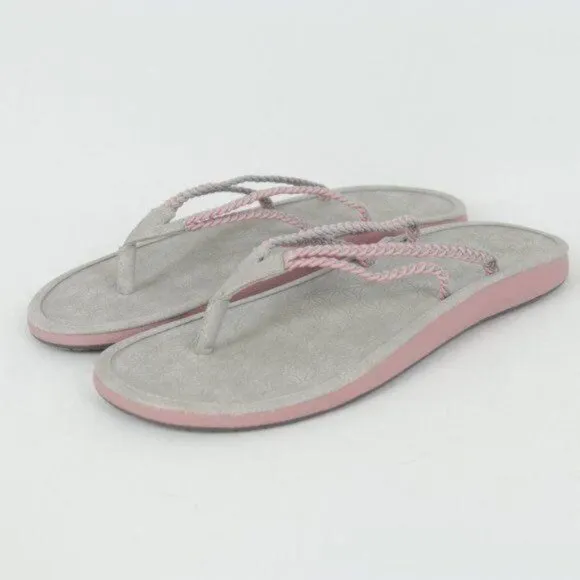 JBU Sport Key West Women's Size 9 Gray &amp; Pink Vegan Leather Flip Flop Sandals