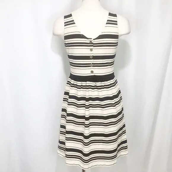 J. Crew Villa Dress in Black &amp; Cream Stripe 35389