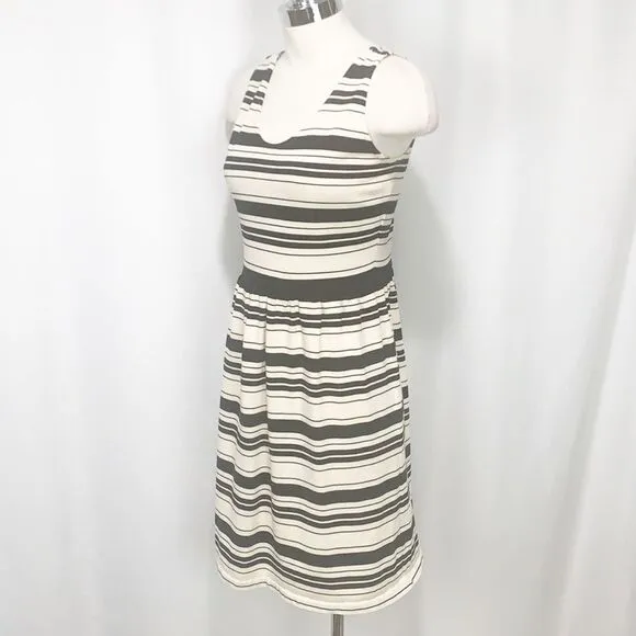 J. Crew Villa Dress in Black &amp; Cream Stripe 35389