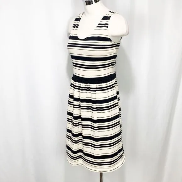 J. Crew Villa Dress in Black &amp; Cream Stripe 35389