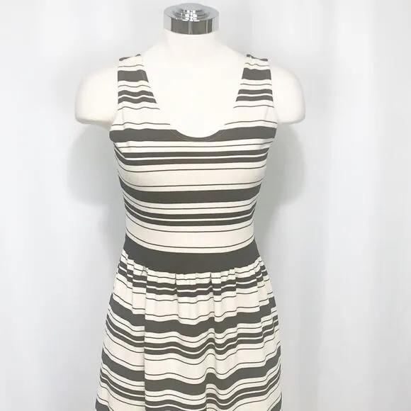 J. Crew Villa Dress in Black &amp; Cream Stripe 35389
