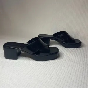 Jeffrey Campbell Black Jelly Platform Slip on Sandals Y2K Size 9