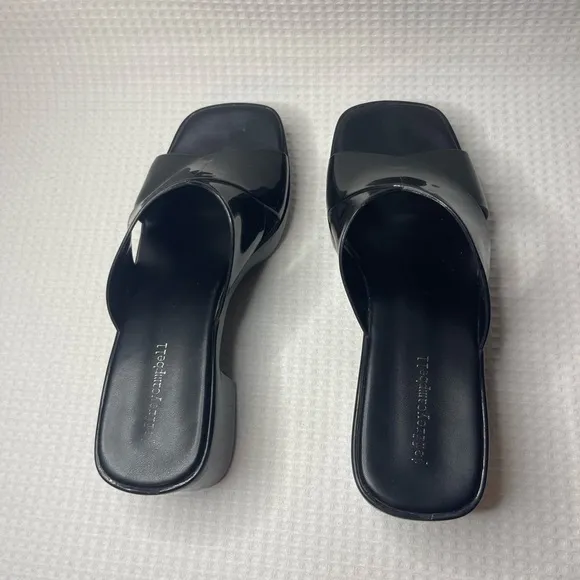 Jeffrey Campbell Black Jelly Platform Slip on Sandals Y2K Size 9