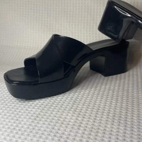 Jeffrey Campbell Black Jelly Platform Slip on Sandals Y2K Size 9