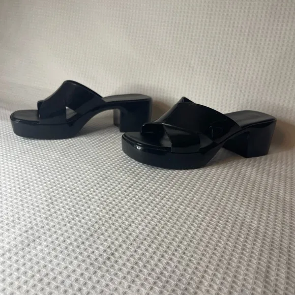 Jeffrey Campbell Black Jelly Platform Slip on Sandals Y2K Size 9