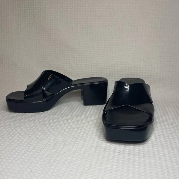 Jeffrey Campbell Black Jelly Platform Slip on Sandals Y2K Size 9