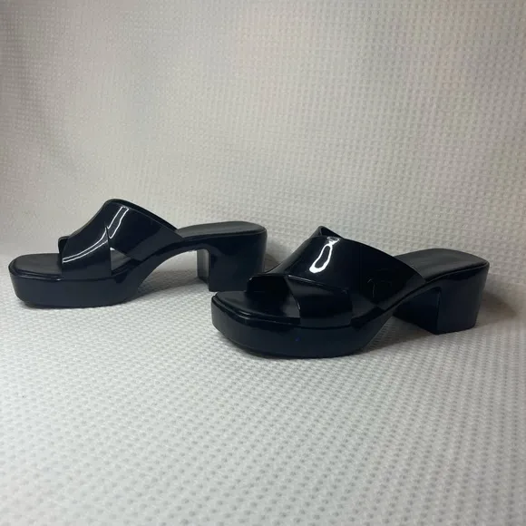 Jeffrey Campbell Black Jelly Platform Slip on Sandals Y2K Size 9