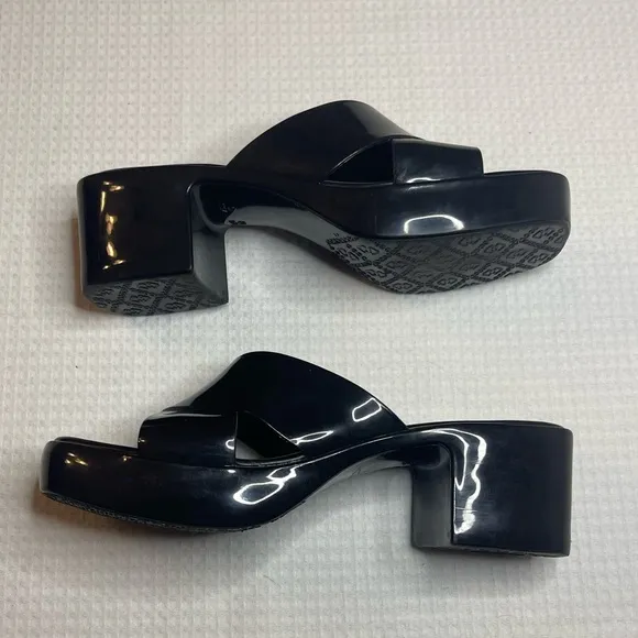Jeffrey Campbell Black Jelly Platform Slip on Sandals Y2K Size 9