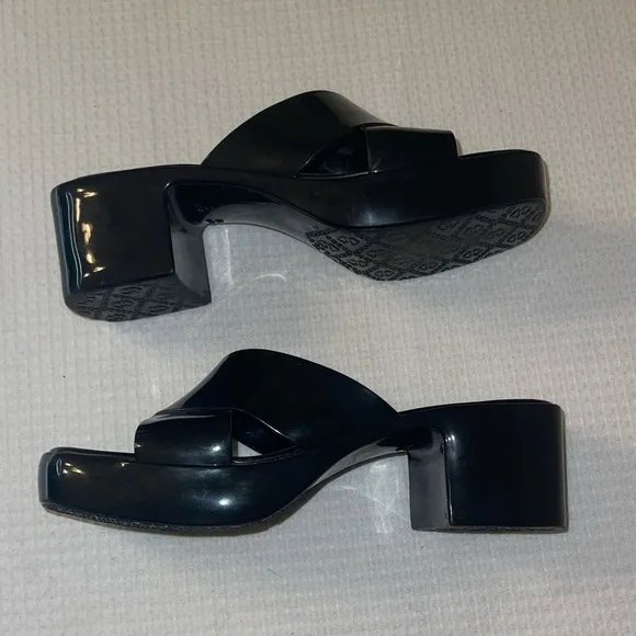 Jeffrey Campbell Black Jelly Platform Slip on Sandals Y2K Size 9