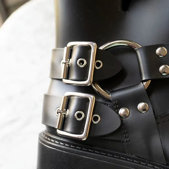 Jeffrey Campbell Controller Moto-inspired water-resistant rain boots sz 10 New