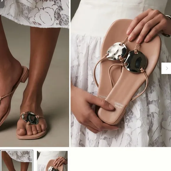 Jeffrey Campbell Neutral W/ Gold Sandals with Metallic Accent NWT Size 6.5