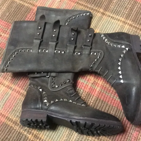 Jeffrey Campbell studded steampunk tall boots