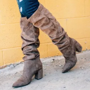 Jeffrey Campbell Tan Suede Tall Slouchy Boots