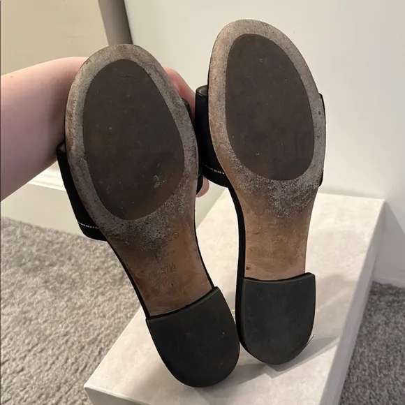 Jimmy Choo Black Crystal Slide Sandals Size 37 1/2