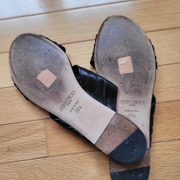 Jimmy Choo Black Leather Sandals. 8 ½.