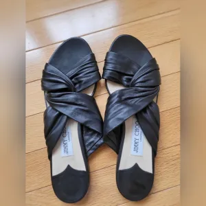 Jimmy Choo Black Leather Sandals. 8 ½.