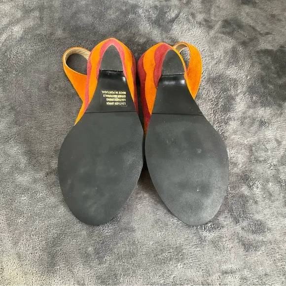 John Fluevog Heels Womens 6 Orange Suede Slingback Peep Toe Miss June Pump Shoes