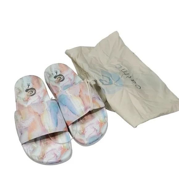 Johnny Was Calme Marble Slide Sandals Size 7