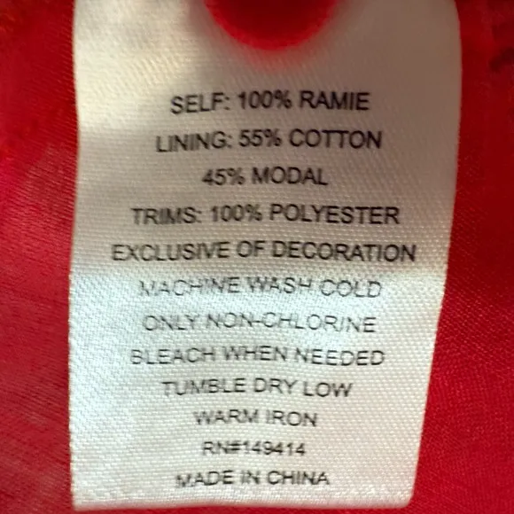Johnny Was TIERED FLOUNCE DRESS Red with Bell Sleeves S
