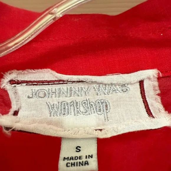 Johnny Was TIERED FLOUNCE DRESS Red with Bell Sleeves S