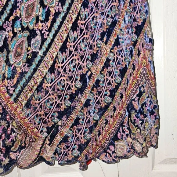 Johnny Was Multicolor Omo Burnout Peony Dress Maxi Size Large $575