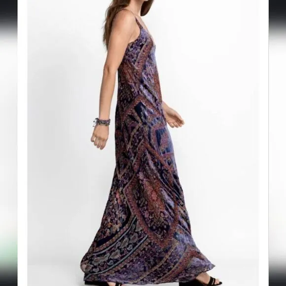 Johnny Was Multicolor Omo Burnout Peony Dress Maxi Size Large $575