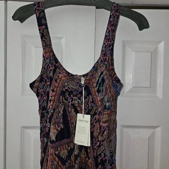 Johnny Was Multicolor Omo Burnout Peony Dress Maxi Size Large $575